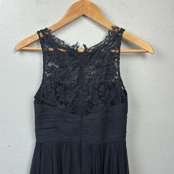 Aidan Mattox Embellished Lace Beaded & Silk Chiffon Gown Back Zip Floor Length 2 - Picture 8 of 12